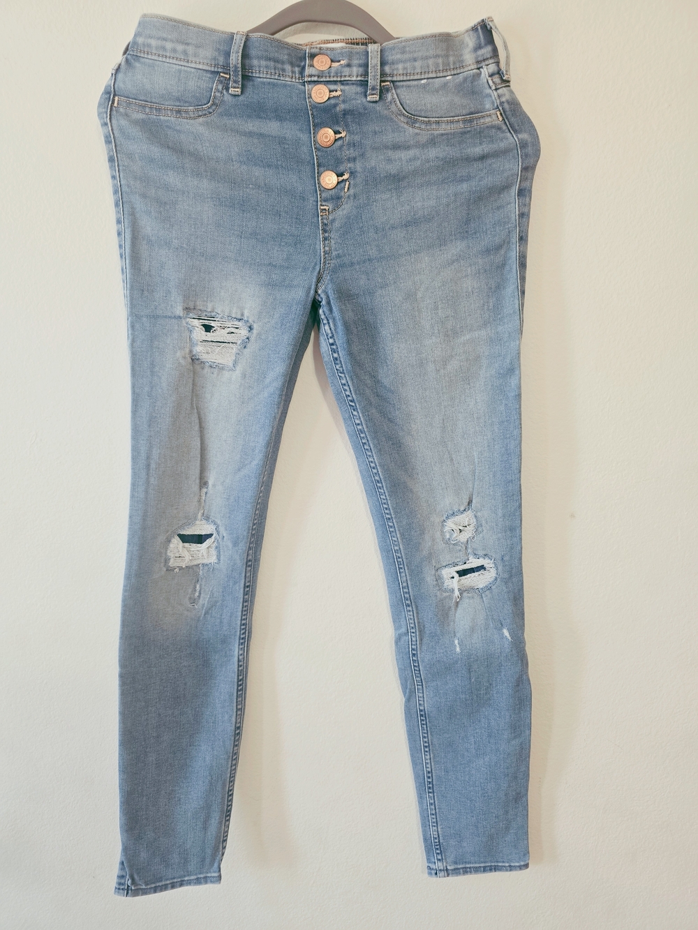 abercrombie kids Light Blue Distressed Skinny Jeans